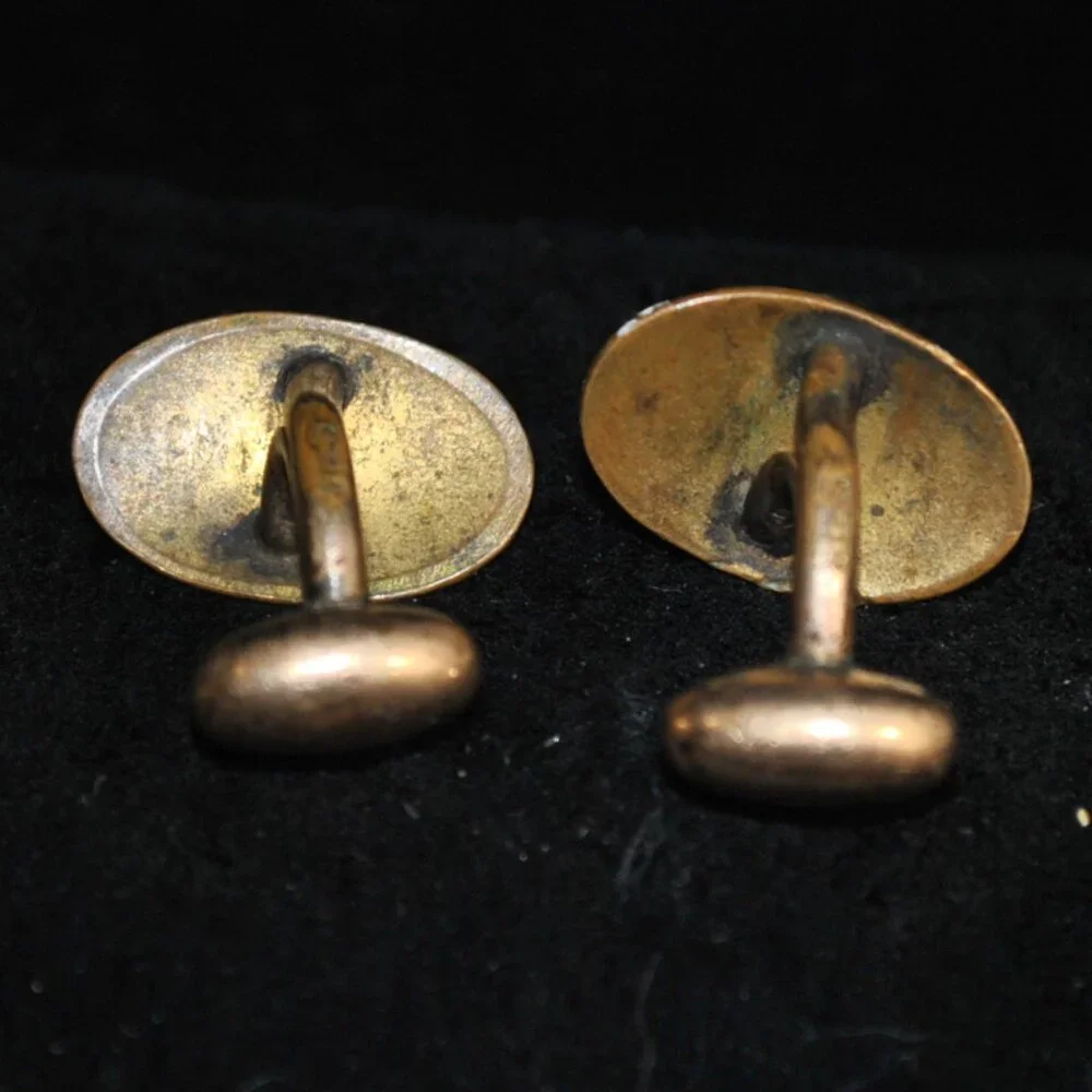 Antique Gold-filled Engraved Striped Sykes and Strandberg (S&S) Cufflinks